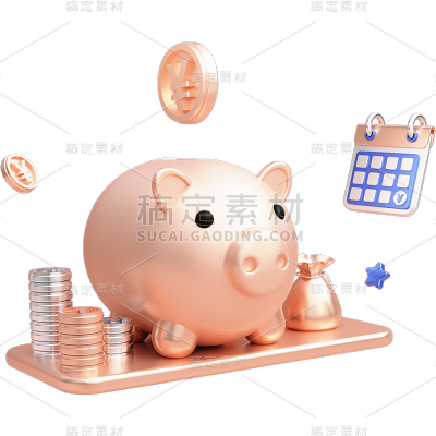 金融理财保险3D立体C4D金币组合元素