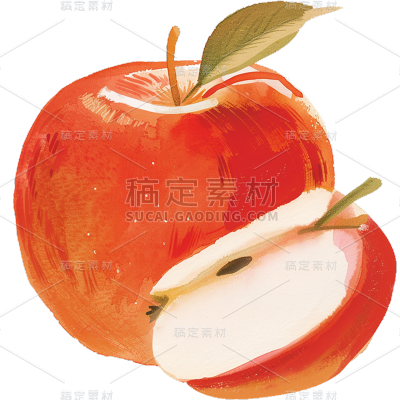 果蔬系列-通用-插画风格少量苹果贴纸