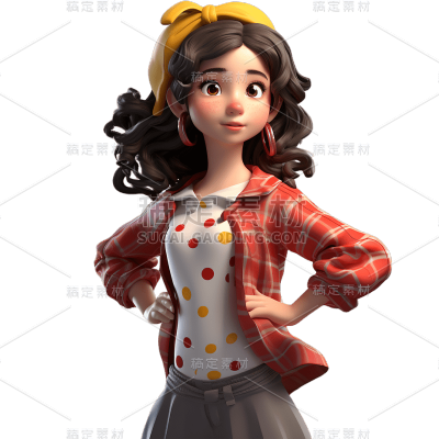 3D立体三维教育培训学生女生人物
