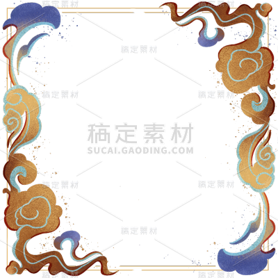 中国风通用敦煌祥云边框元素素材