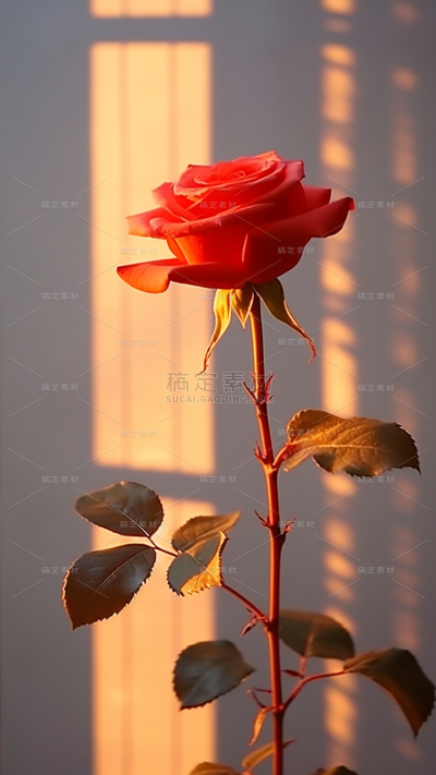 情人节浪漫感3D立体C4D红色玫瑰背景场景图片素材