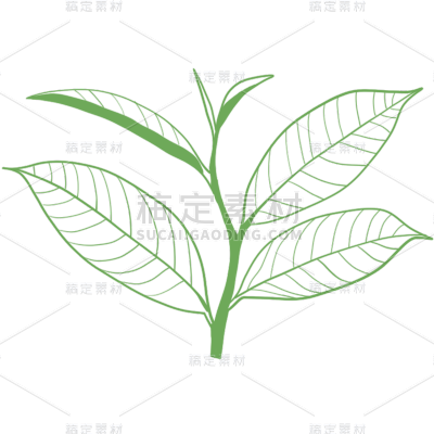 叶子元素古风贴纸