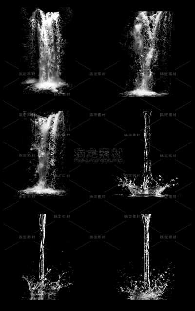 特效通用透明水流瀑布元素素材