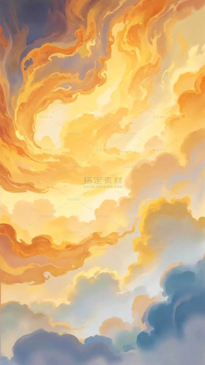 背景系列油画风笔刷云层背景