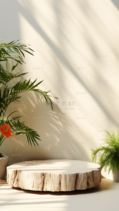 通用电商简约清新绿植场景背景