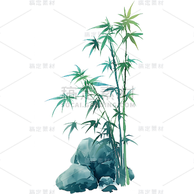 植物通用中国风插画竹子元素素材