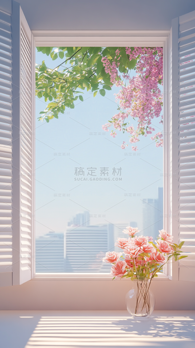 家居系列-通用-写实窗前木桌面背景