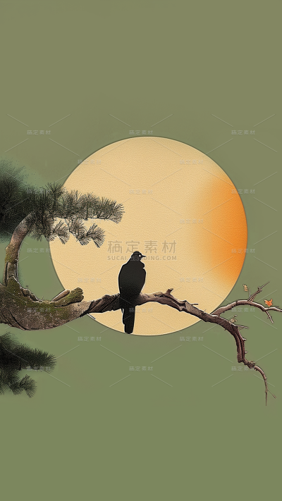中秋节通用树枝月亮背景图片