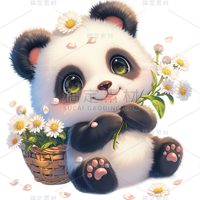 动物系列厚涂风插画熊猫