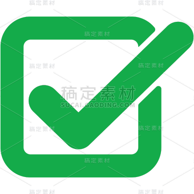 图标系列-通用-绿色规则对号线条+方框贴纸