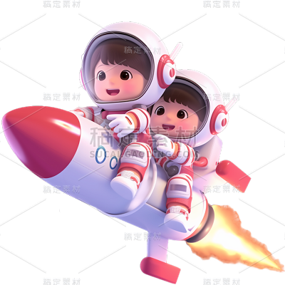 交通3D风儿童乘坐火箭贴纸