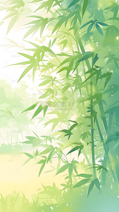 植物通用清新插画竹林背景场景图片素材