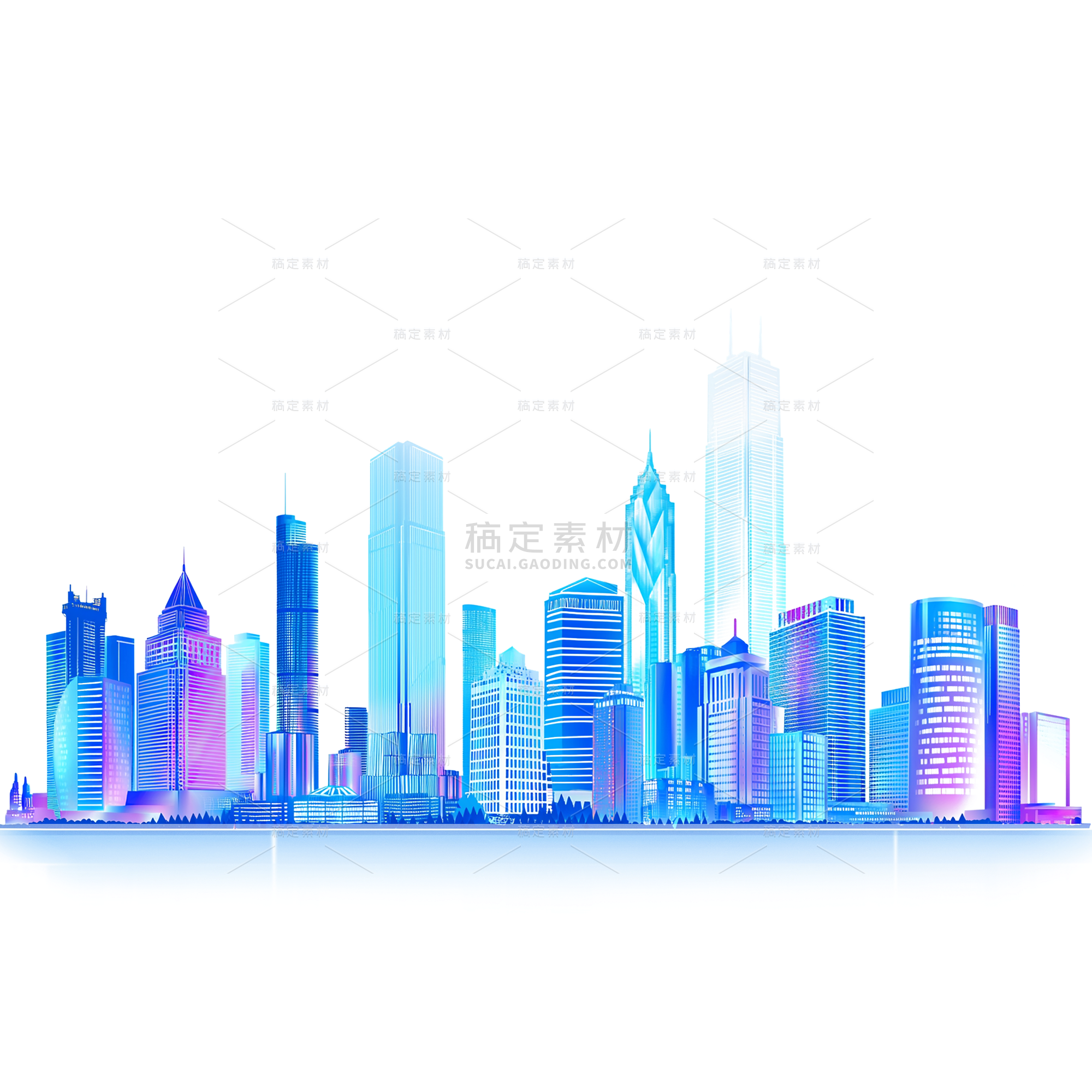 建筑系列通用矢量城市夜景建筑贴纸