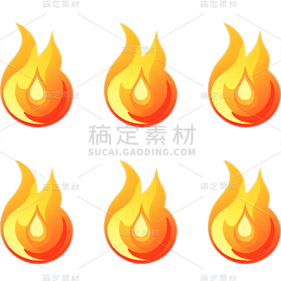 矢量扁平火焰火花火苗元素