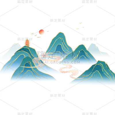 通用中式中国风国潮山水元素