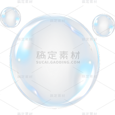 通用简约风蓝色透明气泡元素素材