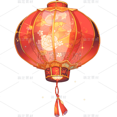中国风红色灯笼贴纸