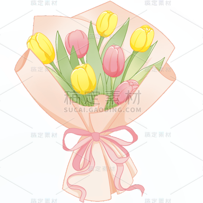 植物通用插画郁金香花束花朵元素素材