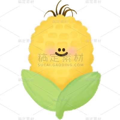 果蔬系列可爱插画拟人蔬菜玉米元素