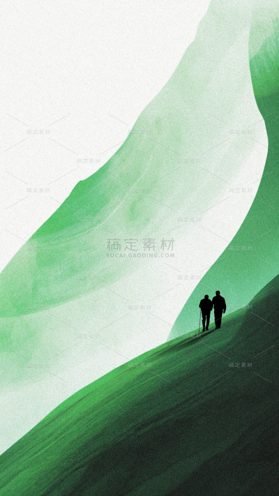 重阳节通用抽象感线条人物背影插画背景
