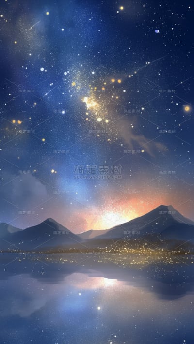 背景系列唯美意境星空山河背景