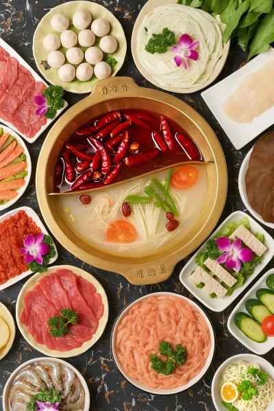 常规内容-美食系列鸳鸯锅火锅+食材背景