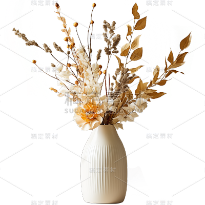 植物通用简约陶瓷实景鲜花花瓶元素素材
