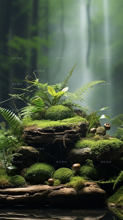 通用电商简约风绿植植物草地植被自然静态场景背景