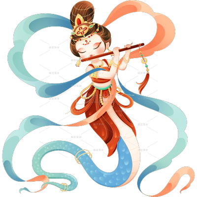 蛇年春节敦煌风插画蛇女IP大尺寸贴纸