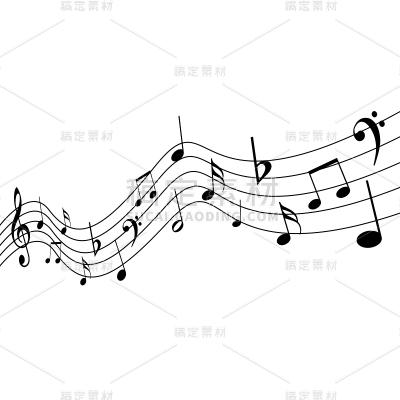 通用装饰五线谱音符单色插画元素素材