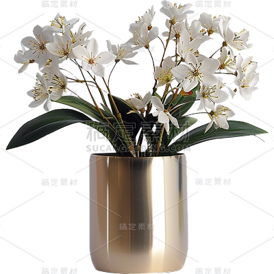 植物通用金属实景鲜花花瓶元素素材