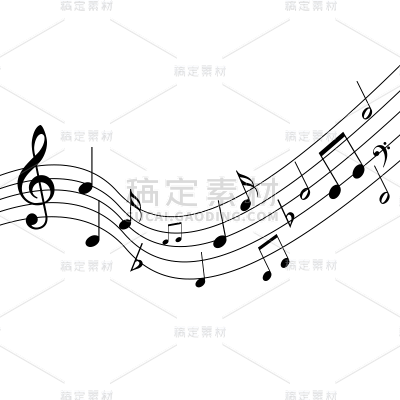 通用装饰五线谱音符单色插画元素素材