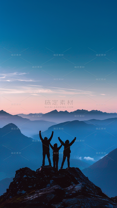 风光系列实景天空人物动作剪影通用背景素材