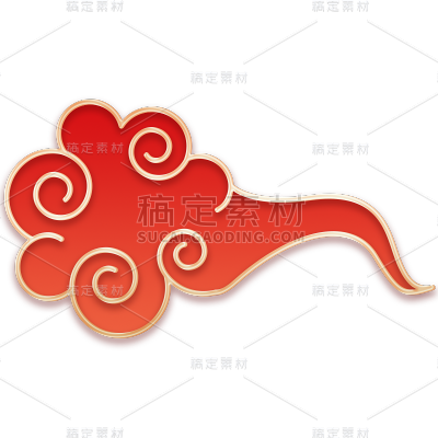 中国风中式红色金边国潮祥云元素素材