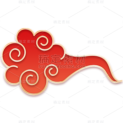 中国风中式红色金边国潮祥云元素素材