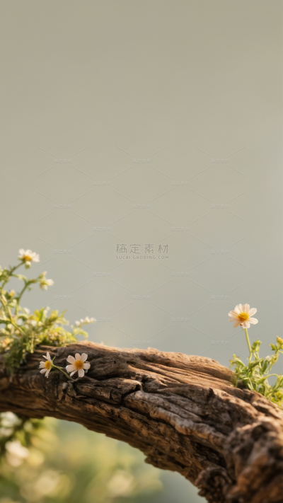 常规背景系列简约风自然树枝展台