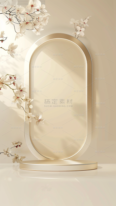 植物通用3D简约几何花朵背景场景图片素材