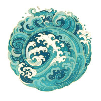 中国风矢量圆形海浪纹样图片（td）