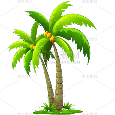 植物通用插画椰子树元素素材