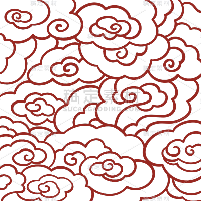 祥云元素线条贴纸