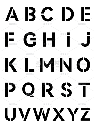 常规简约创意英文字母组合贴纸元素素材