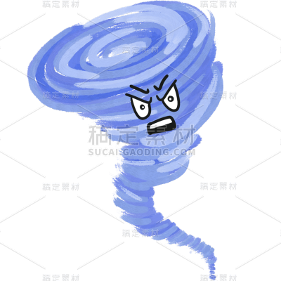 气象系列插画拟人龙卷风