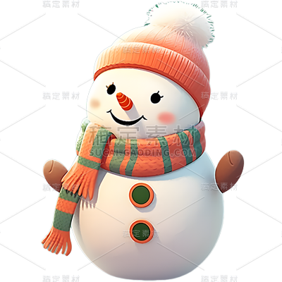 冬天冬季手绘插画雪人元素
