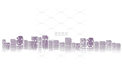 建筑系列矢量紫色方块马赛克城市建筑剪影元素（td）