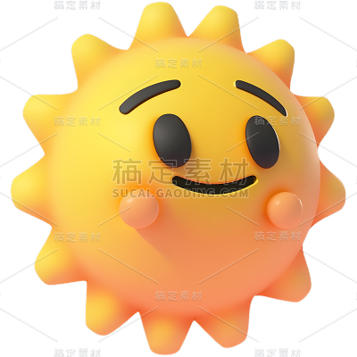 通用卡通感3D立体C4D太阳元素素材