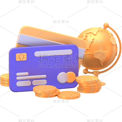 金融理财保险3D立体C4D金币组合元素
