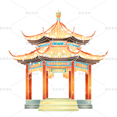 小雪节气通用国潮中国风传统建筑元素贴纸