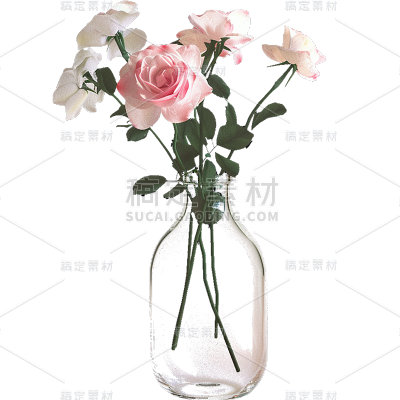 植物通用玻璃实景鲜花花瓶元素素材
