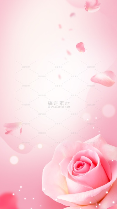 520情人节唯美感渐变3D写实玫瑰背景