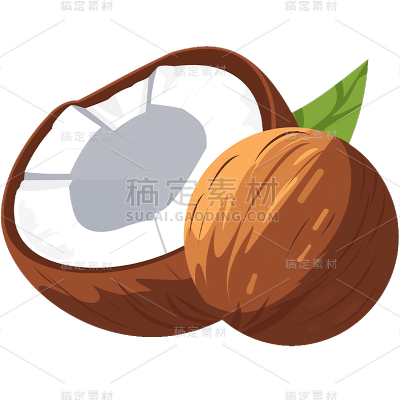 通用插画卡通椰子元素素材